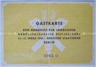Gastkarte zum Kongress der ländlichen Genossenschaften Deutschlands