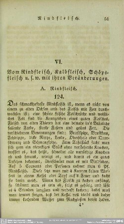 VI. Vom Rindfleisch, Kalbfleisch, Schöpsfleisch u.s.w. mit ihren Veränderungen