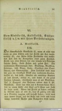 VI. Vom Rindfleisch, Kalbfleisch, Schöpsfleisch u.s.w. mit ihren Veränderungen
