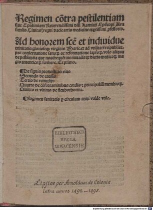 Regimen contra pestilentiam