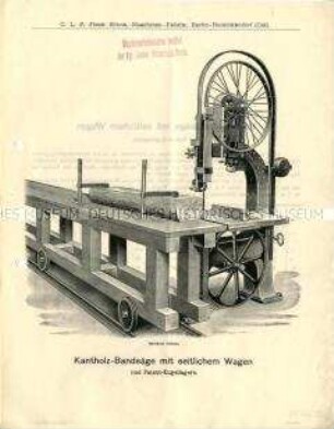 Kantholz-Bandsäge mit seitlichem Wagen und Kugellagern