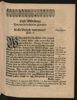 Erste Abtheilung. Von den Ursachen der Cometen.