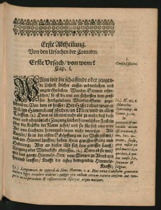 Erste Abtheilung. Von den Ursachen der Cometen.