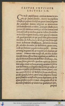 Caspar Cruciger Lectori