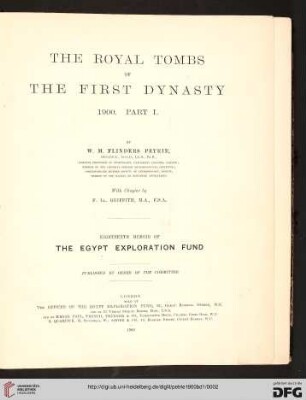 Part I: The royal tombs of the first dynasty: 1900