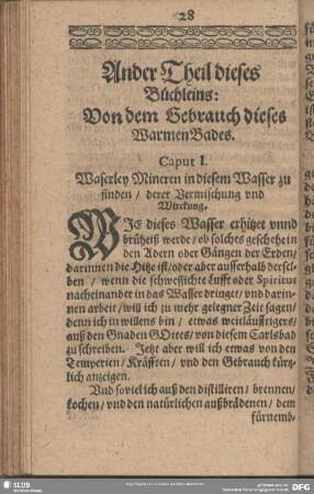 Ander Theil dieses Büchleins: Von dem Gebrauch dieses Warmen Bades