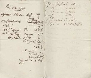 Auflistung von Passiva von Karoline Luises Hand.