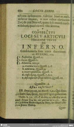 Conspectus Loci Seu Articuli Trigesimi Tertii De Inferno