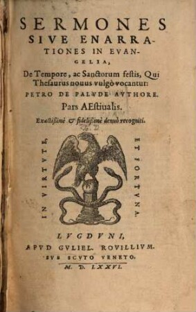 Thesaurus Sermones in evangelia de temp. ac SS. festis : Pars hyem. (aest. et quadrag), 2