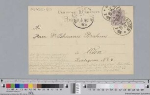 Postkarte an Johannes Brahms