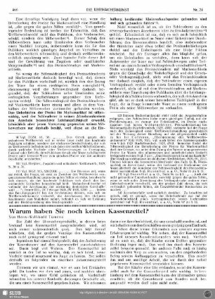 Warum haben Sie noch keinen Kassenzettel?