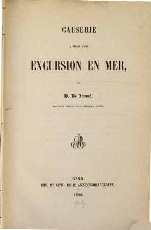 Causerie a propos d'une excursion en mer