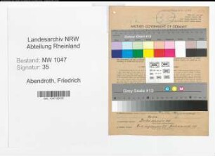 Entnazifizierung Friedrich Abendroth , geb. 18.09.1888 (Kohlenhaendler)