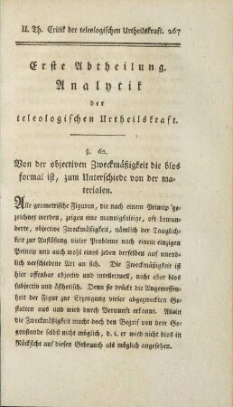 Erste Abtheilung. Analytik der teleologischen Urtheilskraft.