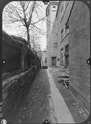 Zittau, Klosterstraße 3. Ehem. Franziskanerkloster. Gang zwischen Hauptschem Haus und Heffterbau