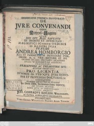 Dissertatio Jvridica Inavgvralis De Jvre Convenandi Germ. Koppel-Jagten