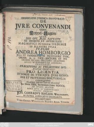 Dissertatio Jvridica Inavgvralis De Jvre Convenandi Germ. Koppel-Jagten