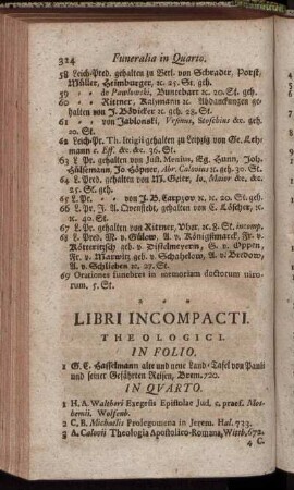 Libri Incompacti :Theologici – Pilologi, Antiquarii, Poetae, Oratores &c