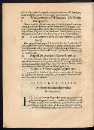 Secundus Liber continet rationem determinationis primae.