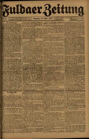 Erste Ausgabe vom Samstag, den 20. März 1920.