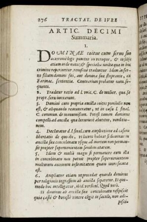Artic. Decimi [De Dominacum Servo suo, & de domino cum sua ancilla.]