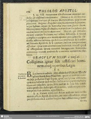Oraculum XXXIV. e vers. 28. Colligimus igitur fide justificari hominem absq[ue] operibus Legis