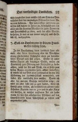 7. Soll ein Landmann in seinem Hauswesen richtig seyn.