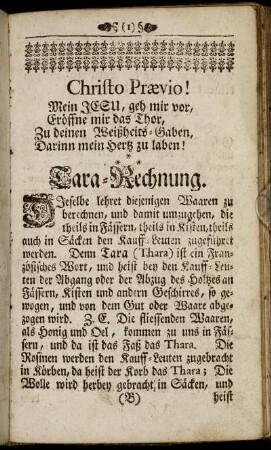 Tara- Rechnung.