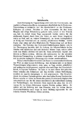 Schlußworte : [Ohne vorherige schriftliche Berichterstattung verhandelte Gegenstände]