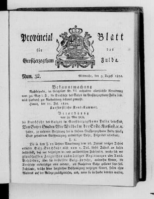 Num. 32, Ausgabe vom 9. August 1820
