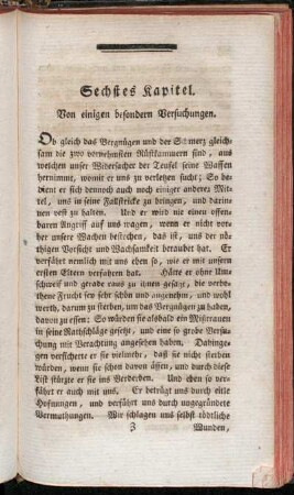 Sechstes Kapitel. Von einigen besondern Versuchungen.