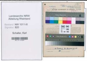 Entnazifizierung Karl Schaller , geb. 11.08.1914 (Bahn)