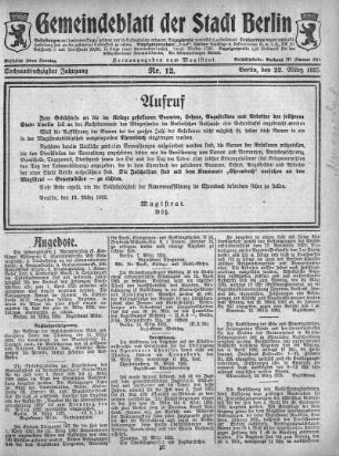 1925,12: Nr. 12, 22. März 1925