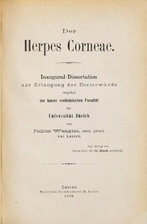 Der Herpes corneae