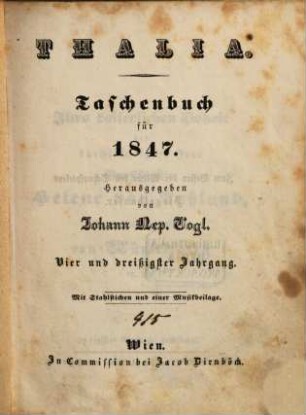 Thalia : Taschenbuch für d. Jahr ..., 1847 = Jg. 34