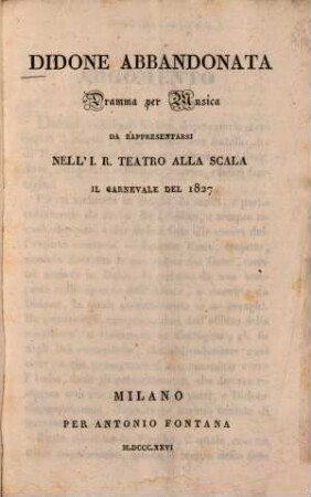 Didone abbandonata : Dramma per musica