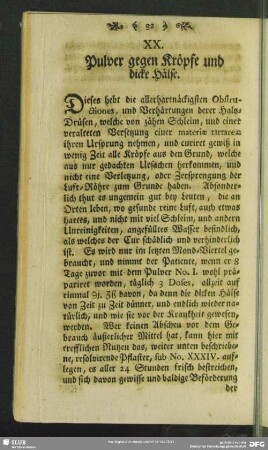 XX. Pulver gegen Kröpfe und dicke Hälse