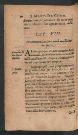 Cap. VIII. De communicatione ... in specie.