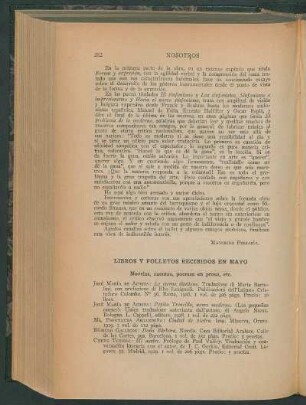 Libros y folletos recibidos en Mayo