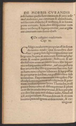 De caligine oculorum. Cap. 16.