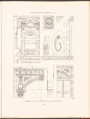 Gemeindeschule in der Waldemarstraße, Berlin: Details Lehrerwohnhaus (aus: Neubauten der Stadt Berlin, Bd. III, 1904)