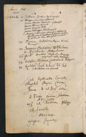 Winterhalbjahr 1718/1719. Rektorat Ernst Gottlieb/Theophil Maier