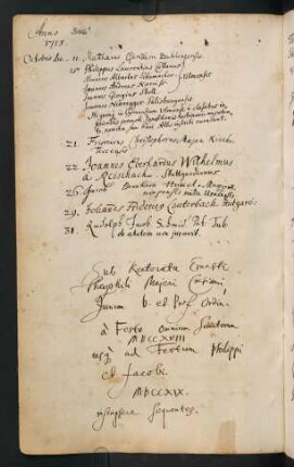 Winterhalbjahr 1718/1719. Rektorat Ernst Gottlieb/Theophil Maier