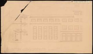 Hauptgebäude eines Flughafens Schinkelwettbewerb 1932: Rückwärtige Fassade. Schnitt, Ansicht 1:50
