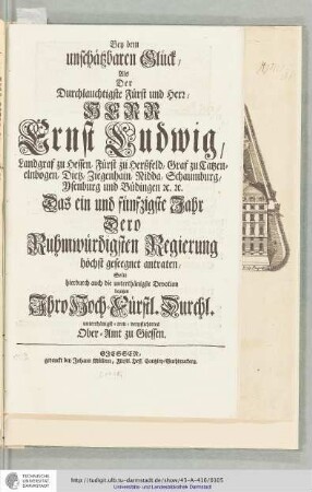 Bey dem unschätzbaren Glück ...