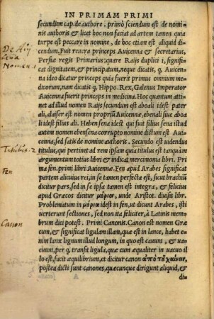 In 1. fen Libri primi Canonis Avicennae explanatio