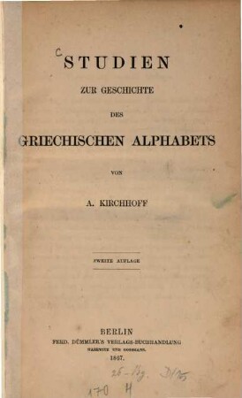 Studien zur Geschichte des griechischen Alphabets