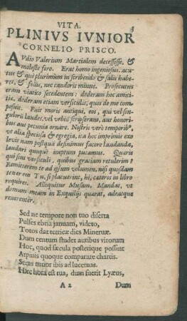 Vita. Plinius Iunior Cornelio Prisco.