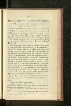 The Emancipation of Egyptian Women.