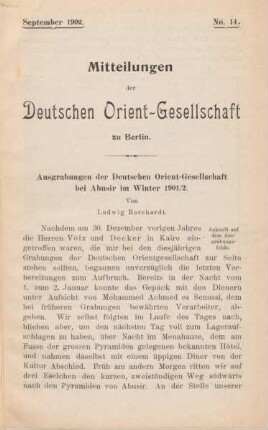 1. Ausgrabungen der Deutschen Orient-Gesellschaft bei Abusir im Winter 1901/2